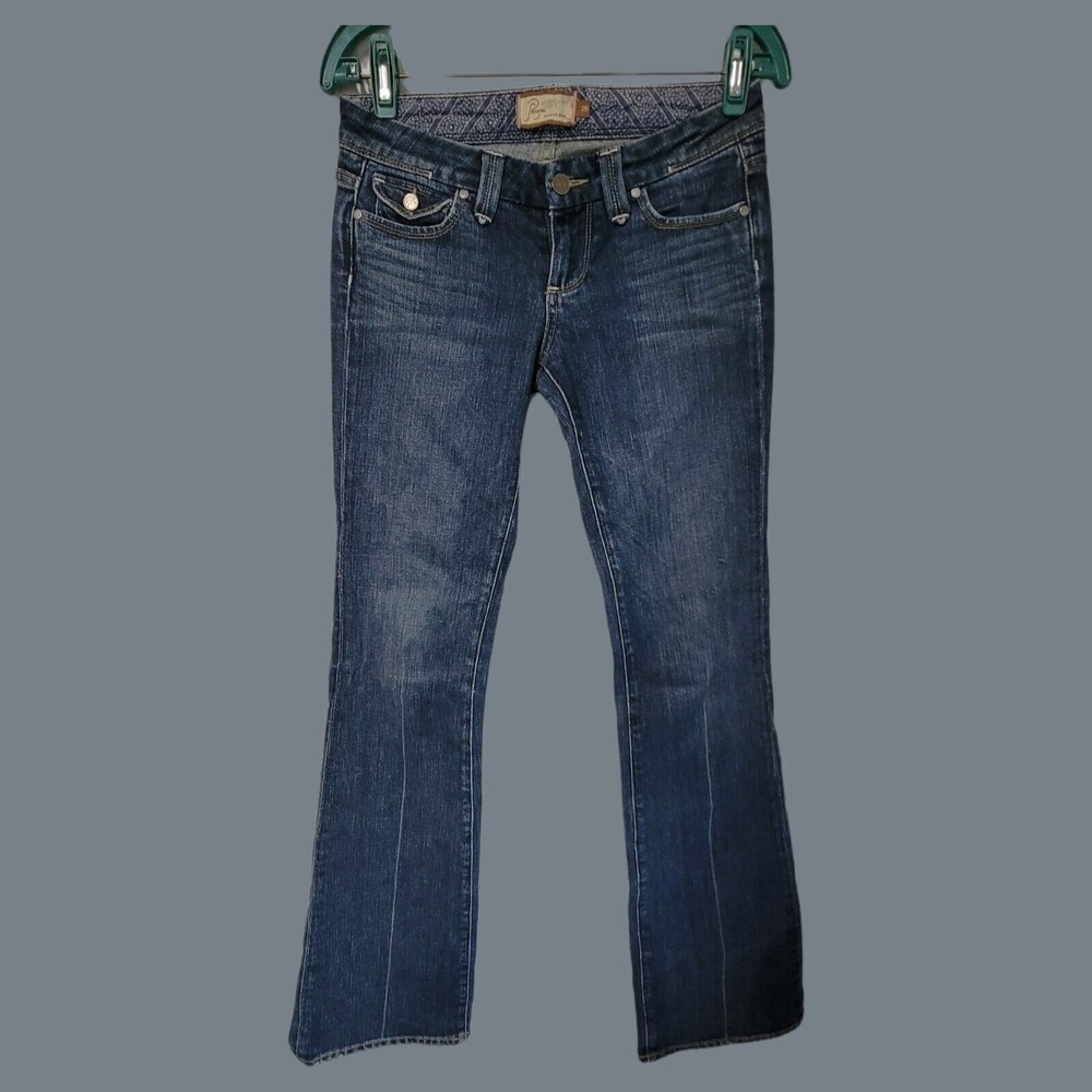 PAIGE "Pico" Low Rise Boot Flare Stretch Denim Blue Jeans Women 26